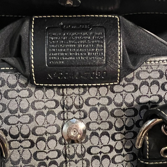 Coach black/grey Signature Soho Canvas and Leather Flap Buckle Satchel - Picture 12 of 14